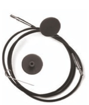 Auswechselbares Kabel schwarz/silber - Länge mit Nadeln 50cm