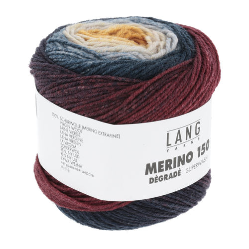 Lang Yarns "Merino 150 dégradé", Farbe 02 blau/orange/ziegel