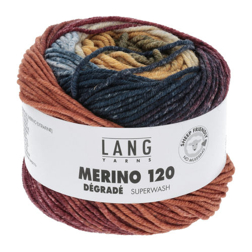 Lang Yarns "Merino 120 dégradé" , Fb. 09 blau/orange/ziegel