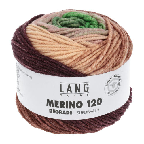 Lang Yarns "Merino 120 dégradé" , Fb. 10 grün/bordeaux/lachs