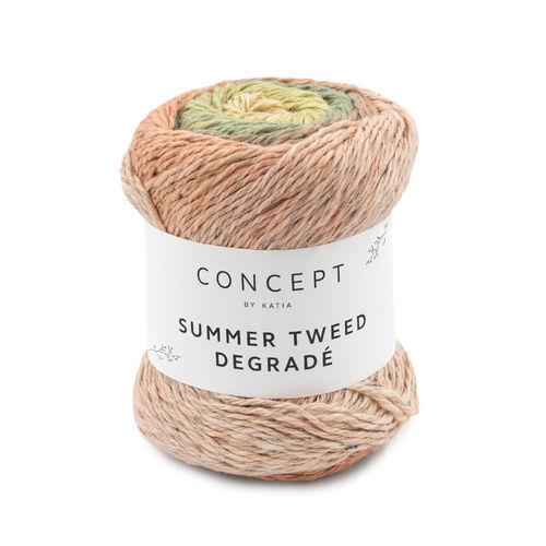 Katia "Summer Tweed Dégradé", Farbe 103 - Khaki-Beige-Mittelrosé